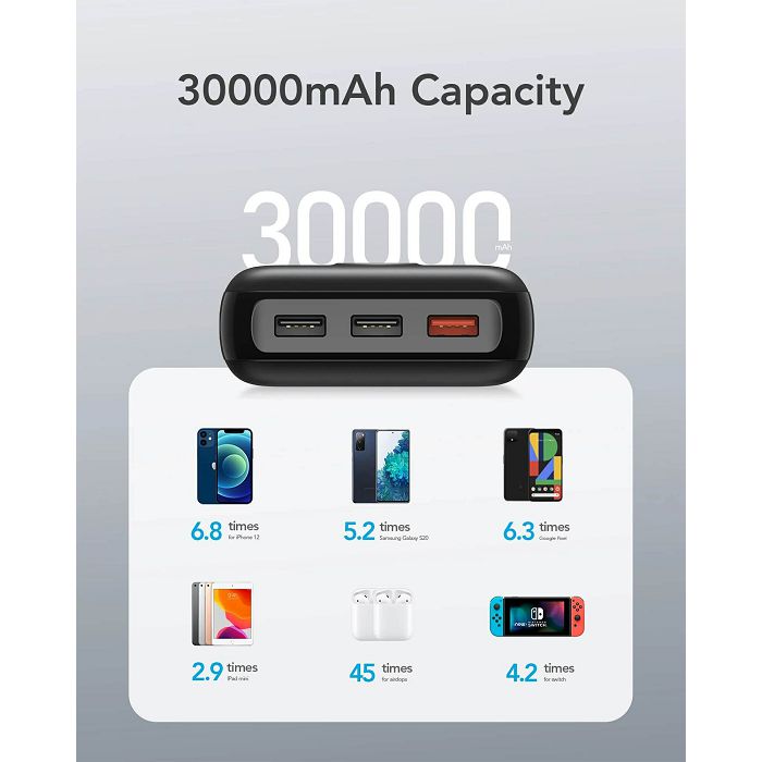 VEGER portable battery L30 30000 mAh, black
