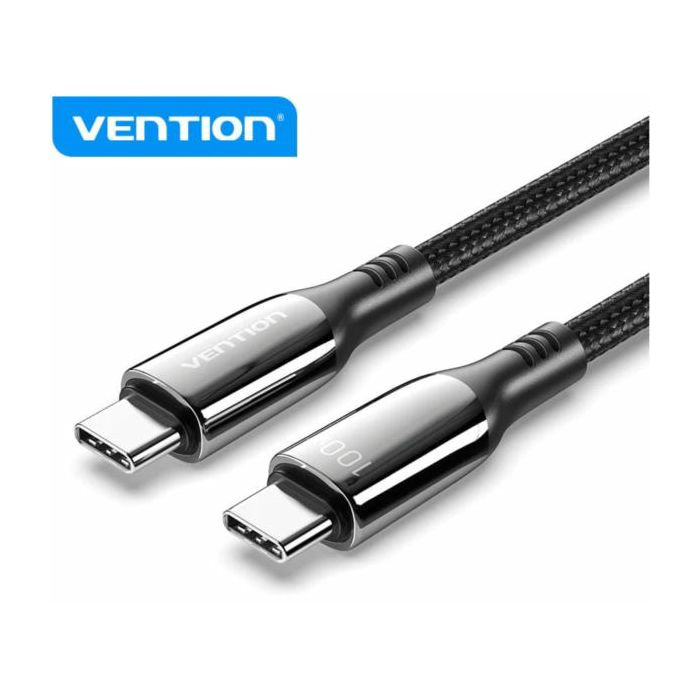Vention Cotton Braided USB 2.0 C Male to C Male 5A Cable 1,2m, Black