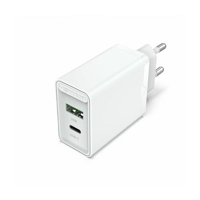 Vention 2-Port USB (A C) Wall Charger (18W 20W) EU-Plug, White