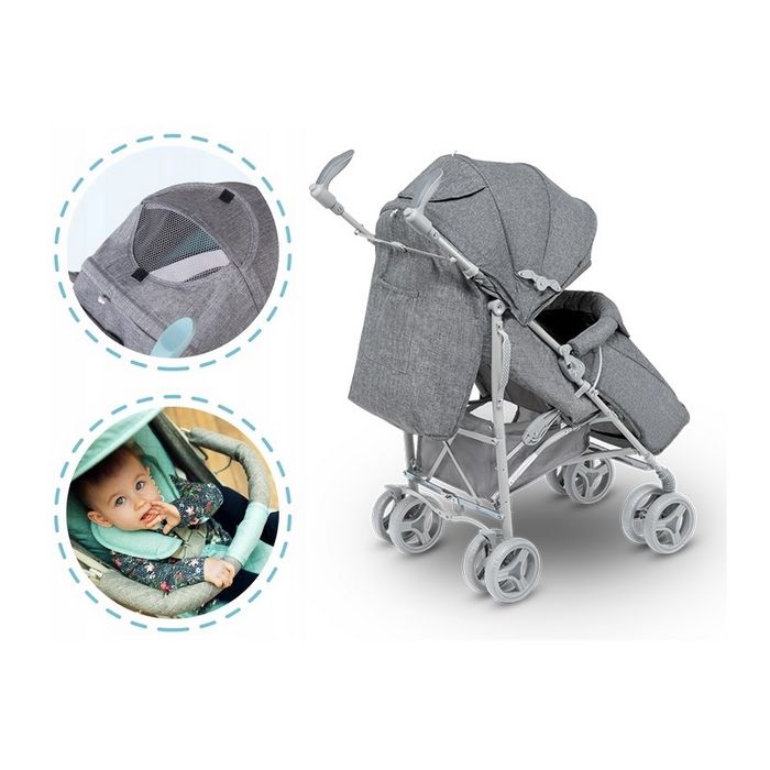 Lionelo dječja kolica IRMA siva + zaštita za noge, od komaraca