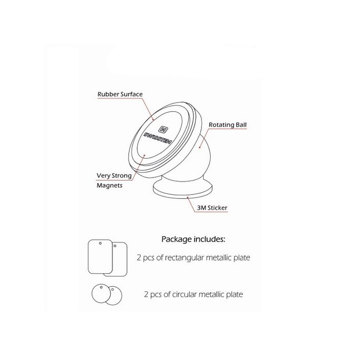 SWISSTEN držač za mobitel, magnetski, za upravljačku ploču S-GRIP DASHBOARD M2