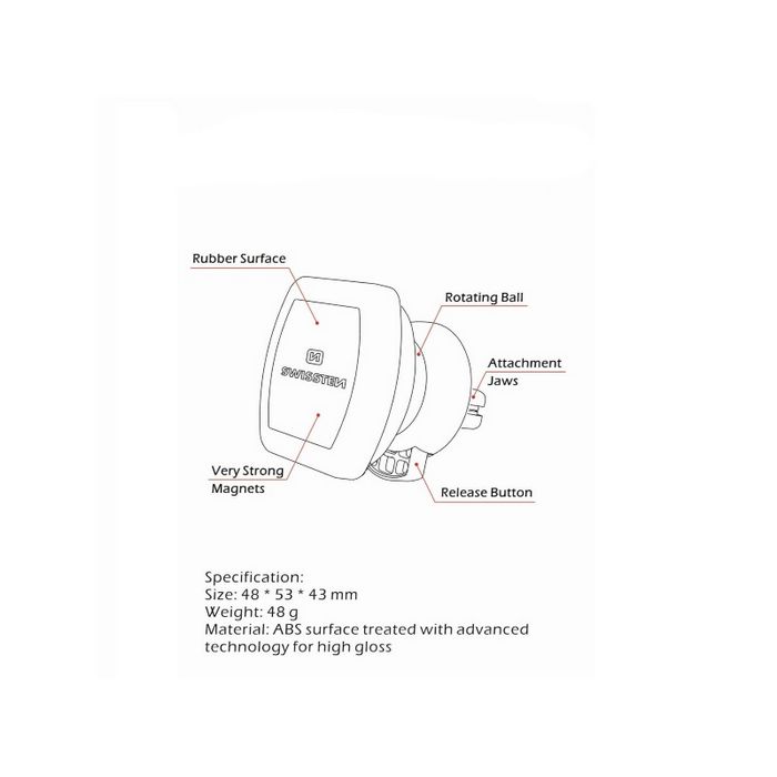 SWISSTEN držač za mobitel, magnetski, za ventilaciju S-GRIP AIR VENT M3