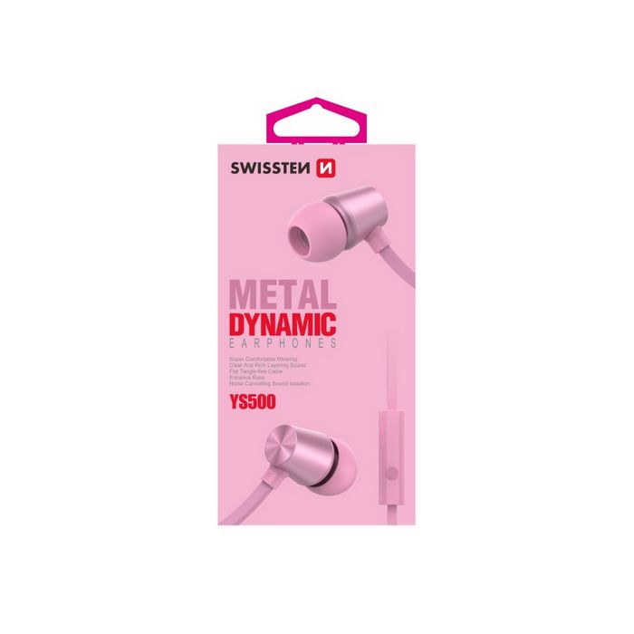 SWISSTEN slušalice + mikrofon, In-ear, metalne, roze/zlatne DYNAMIC YS500