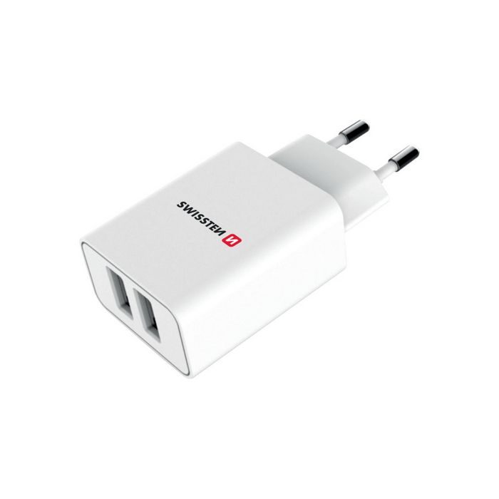 SWISSTEN punjač za AC220, 2xUSB, 2.1A, SMART IC, bijeli+ microUSB kabel