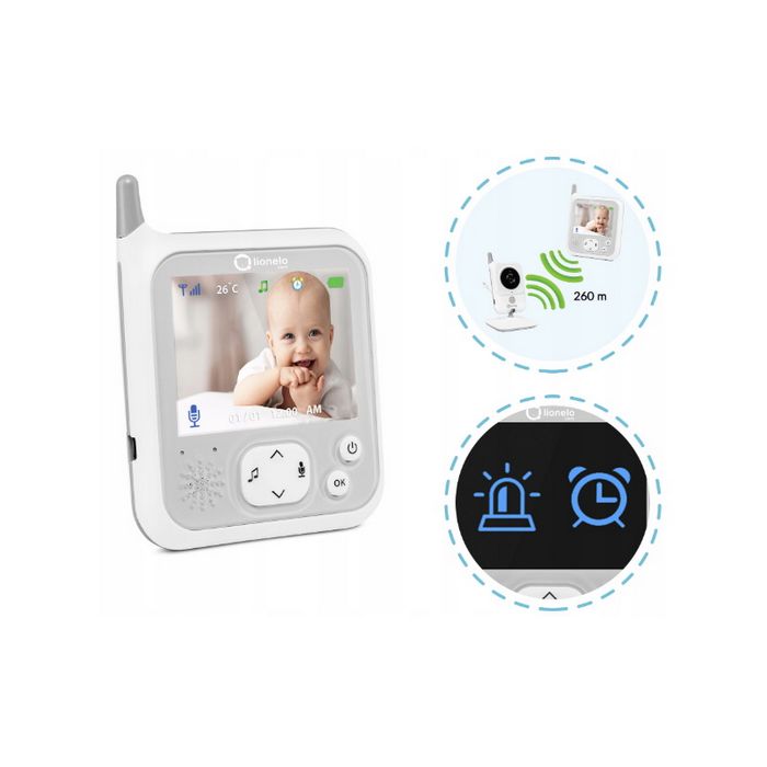 Lionelo dječji video monitor BabyLine 7.1, senzor temp, 8 uspavanki, do 260m