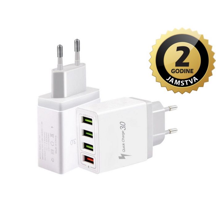 MANTA punjač za AC220, 4xUSB, 2.4A, QC, bijeli Ke-Ke-QC-04