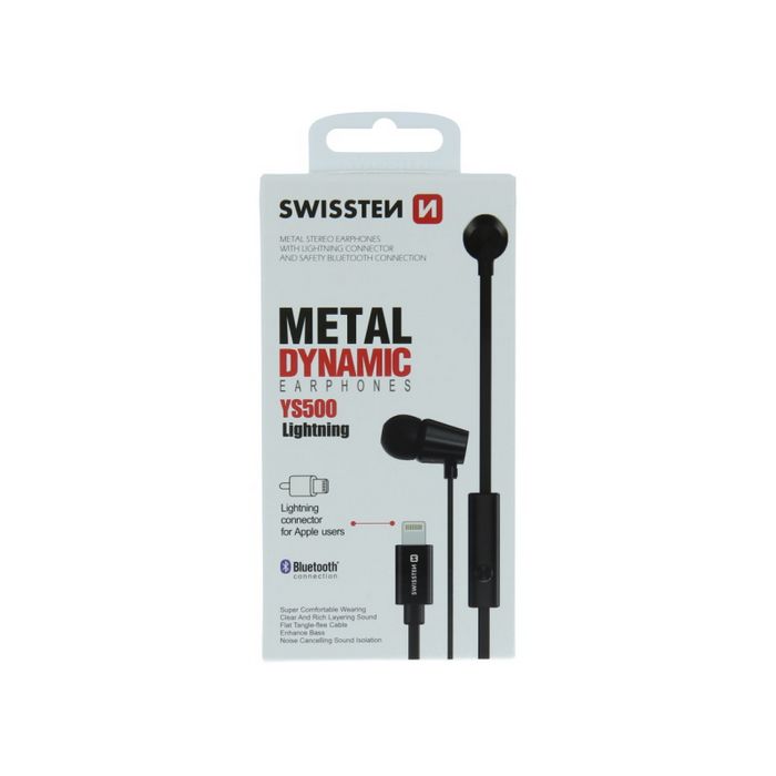 SWISSTEN slušalice BT, mikrofon, Lightning, In-ear, metalne, crne DYNAMIC YS500