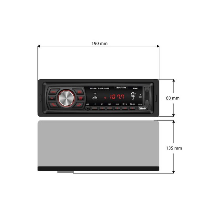 MANTA auto radio RS4507, BlueTooth, MP3, SD, USB, 4x10W, ISO, Handsfree