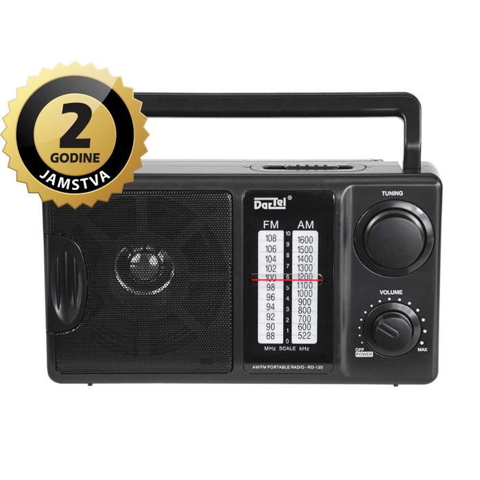 Dartel radio FM, AM, analogni, AC ili klasične baterije, crni RD-120
