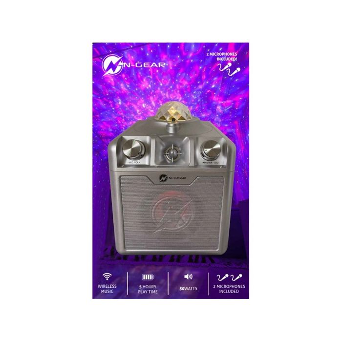 N-Gear karaoke Disco STAR 710, 50W, LED svjetla, LASER, 2*žič mikrofon, srebrni