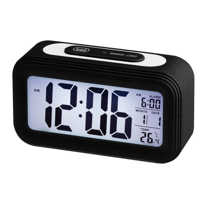 TREVI budilica, termometar, kalendar, digitalni display, snooze, crna SLD3068S