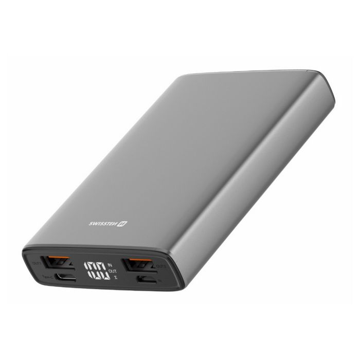 Dodatna baterija - Power Bank SWISSTEN 10000mAh, USB, USB-C, microSD, aluminij