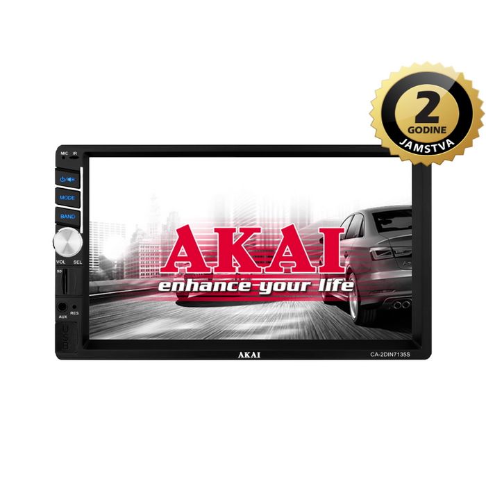 AKAI auto radio, FM, AM, 7" TFT, BT, USB, SD, HandsFree, video, crni CA2DIN7135S