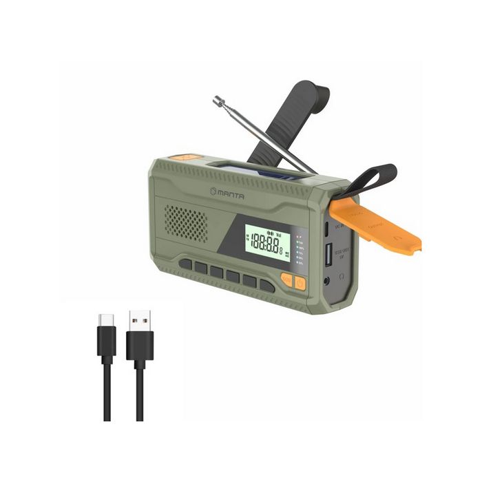 MANTA radio FM, AM, 3W, solarno+ručica+baterija+USB-C napajanje DYNAMO RDI401G