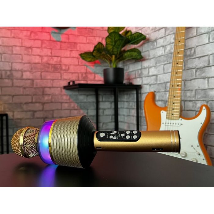 N-Gear mikrofon karaoke STAR MIC, BT, RGB svjetlosni efekti, baterija, zlatni