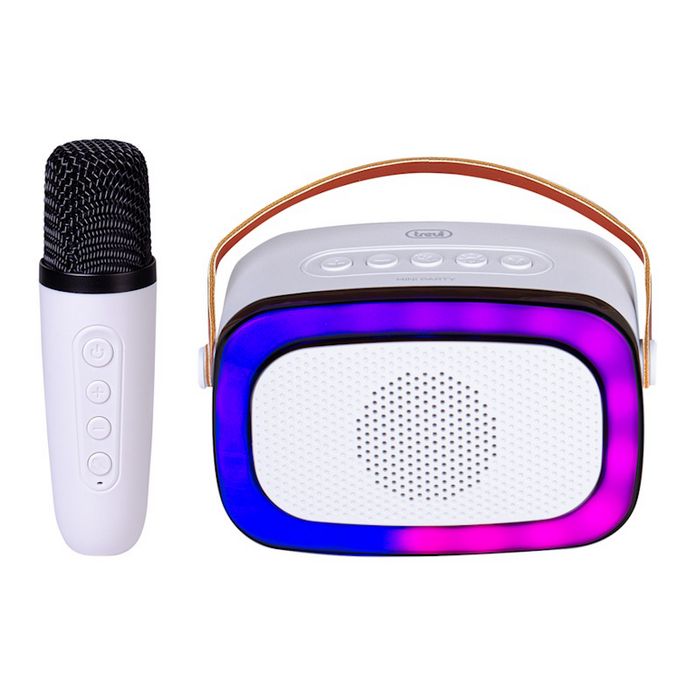 TREVI karaoke 10W, mini dimenzije, disco rasvjeta, mikrofon, bijele XR 8A01