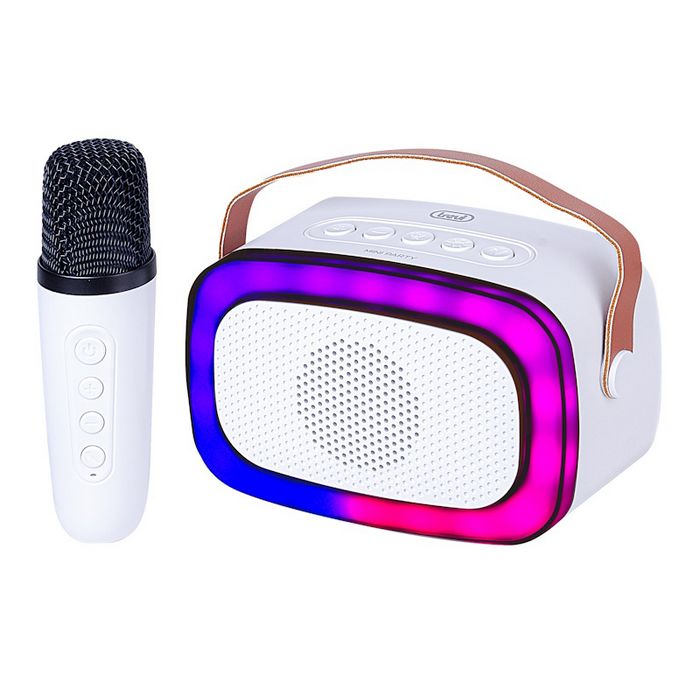 TREVI karaoke 10W, mini dimenzije, disco rasvjeta, mikrofon, bijele XR 8A01