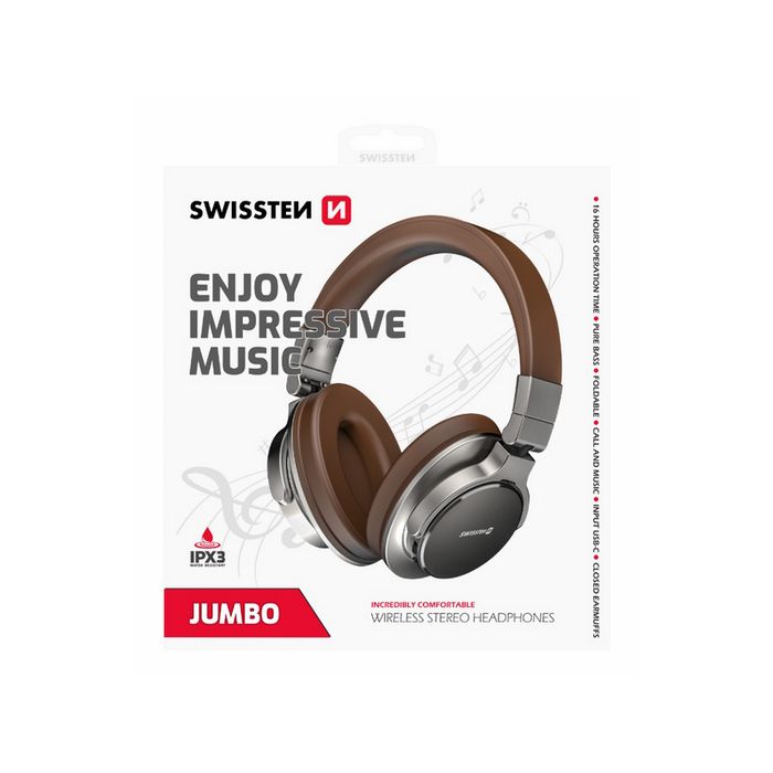 SWISSTEN slušalice Bluetooth, mikrofon, Handsfree, naglavne, smeđe JUMBO