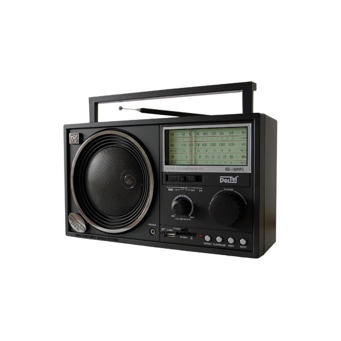 Dartel radio FM, MW, SW, analogni, AC ili klasične baterije, crni RD-140MP3