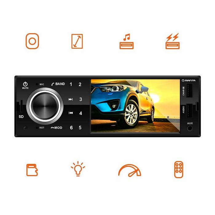 MANTA auto radio RS5502, kamera za vožnju unatrag, BT, 4", USB, 4x50W, ISO, HF