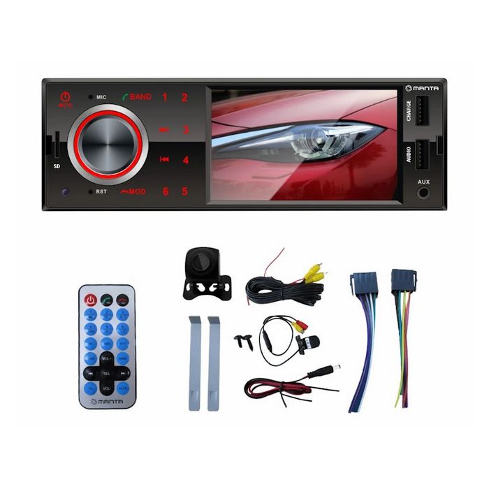 MANTA auto radio RS5502, kamera za vožnju unatrag, BT, 4", USB, 4x50W, ISO, HF