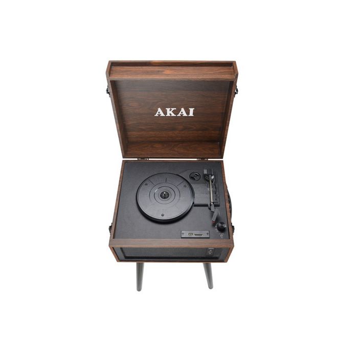 AKAI gramofon, BT, USB, SD, ugrađeni zvučnici, koža, drven noge, smeđi ATT-101BT