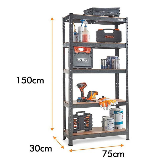 VonHaus 1.5m 5 shelf rack HAMMERITE