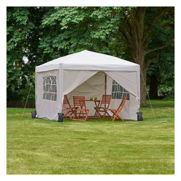 VonHaus Pop Up pavilion 3 x 3m Ivory with weights