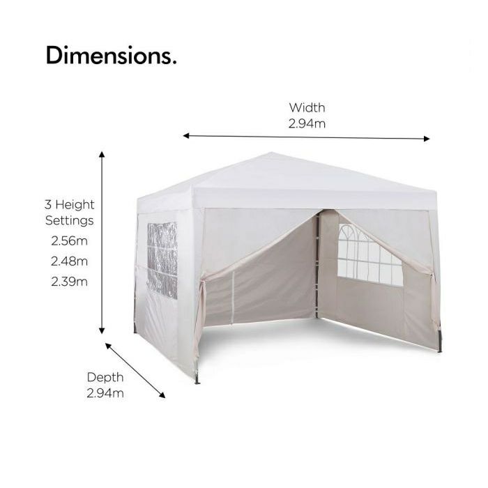 VonHaus Pop Up pavilion 3 x 3m Ivory with weights