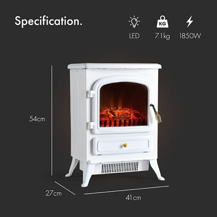VonHaus electric fireplace 1850W white 2514025