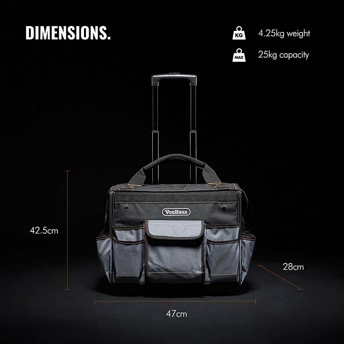 VonHaus tool bag on wheels