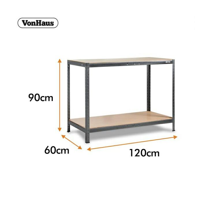 Vonhaus 1.2m screwless work table and shelving HAMMERITE