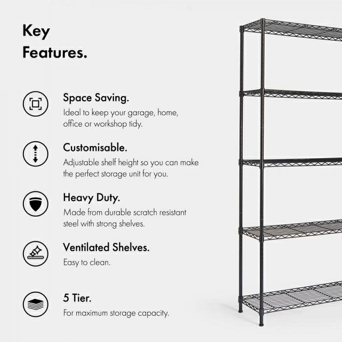 VonHaus 5-Tier Wire Shelving