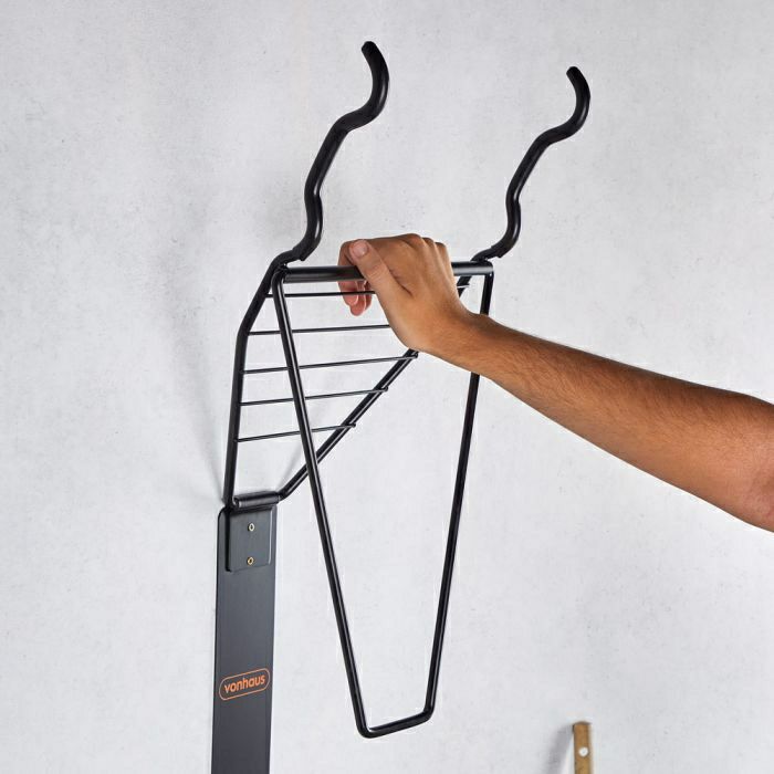 VonHaus wall-mounted folding bike rack with shelf