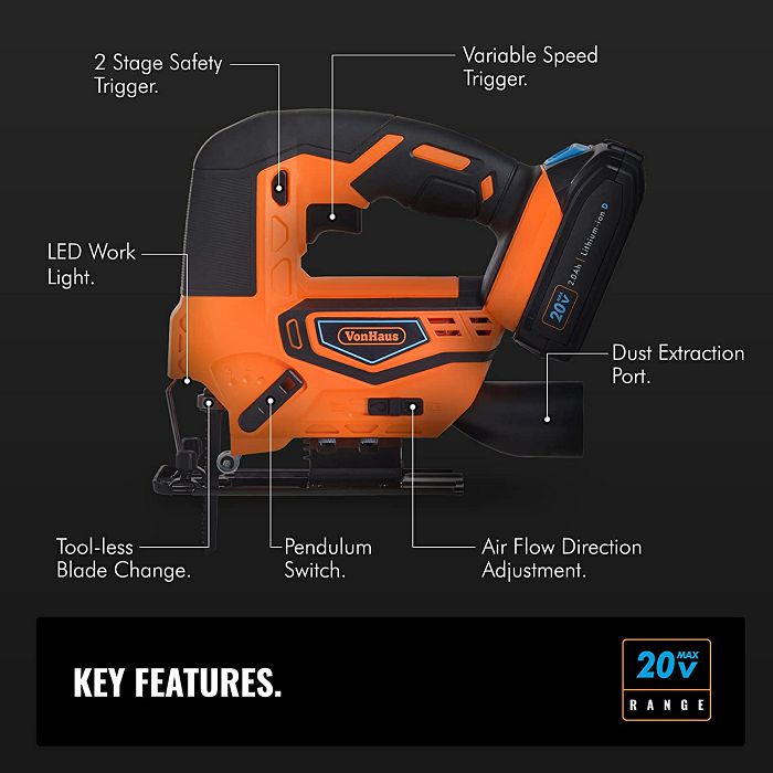 VonHaus cordless jigsaw + 20V D-Series battery 2.0Ah 3500010