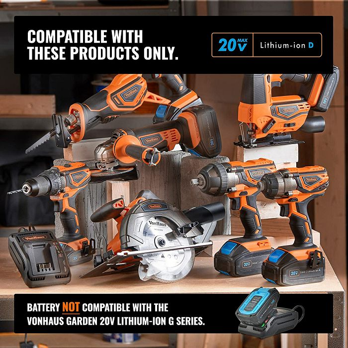 VonHaus cordless jigsaw + 20V D-Series battery 2.0Ah 3500010