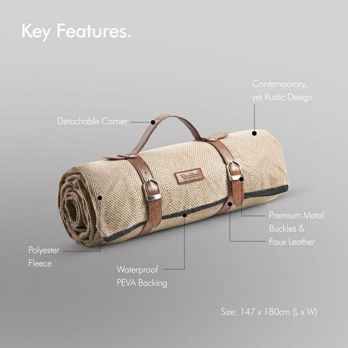 VonShef picnic blanket 147 x 180cm, brown