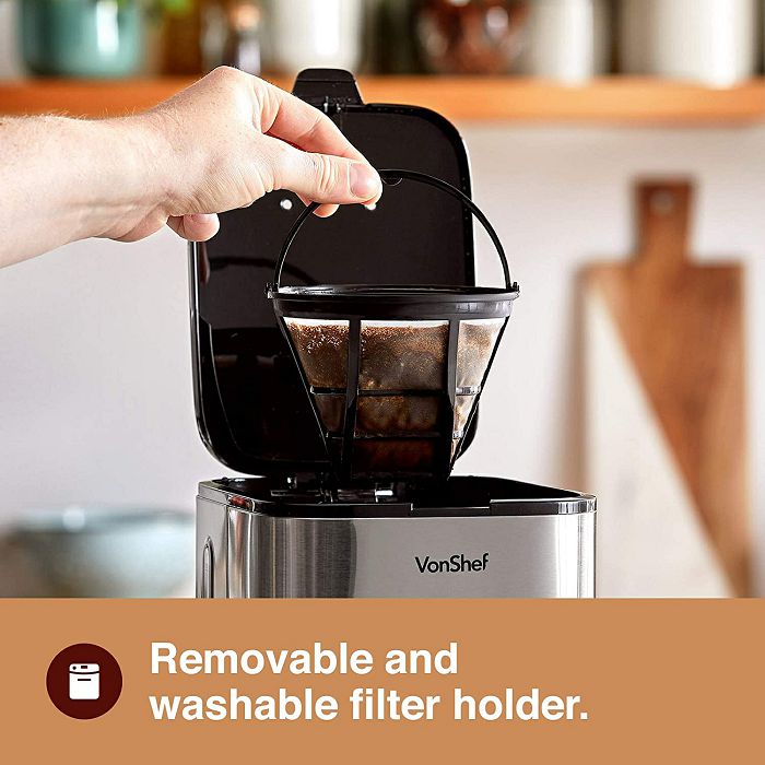 VonShef 1.5L filter coffee maker stainless steel