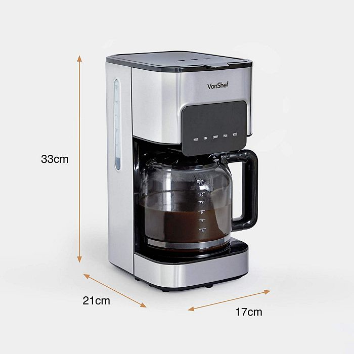 VonShef 1.5L filter coffee maker stainless steel