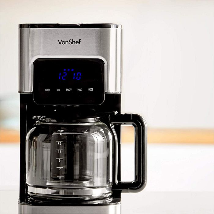 VonShef 1.5L filter coffee maker stainless steel