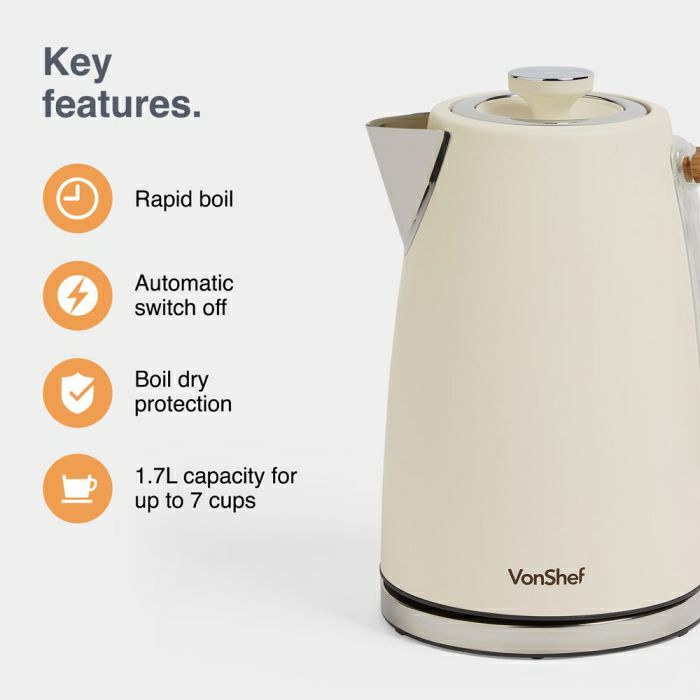 VonShef water heater Cream &amp; Wood 1.7L
