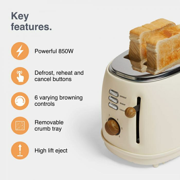VonShef Cream &amp; Wood Toast Toaster