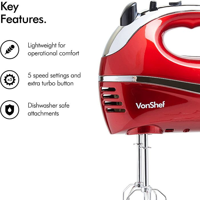 VonShef professional mixer 300W red - Amazon best seller!