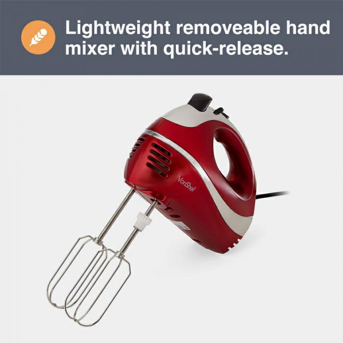 Vonshef hand/table mixer red