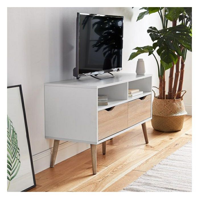 VonHaus Koto small TV cabinet white, oak