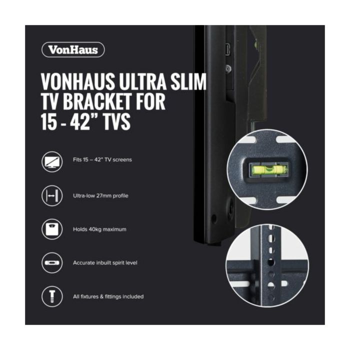 VonHaus 15-42 '' fixed TV wall mount up to 40kg, Amazon best seller