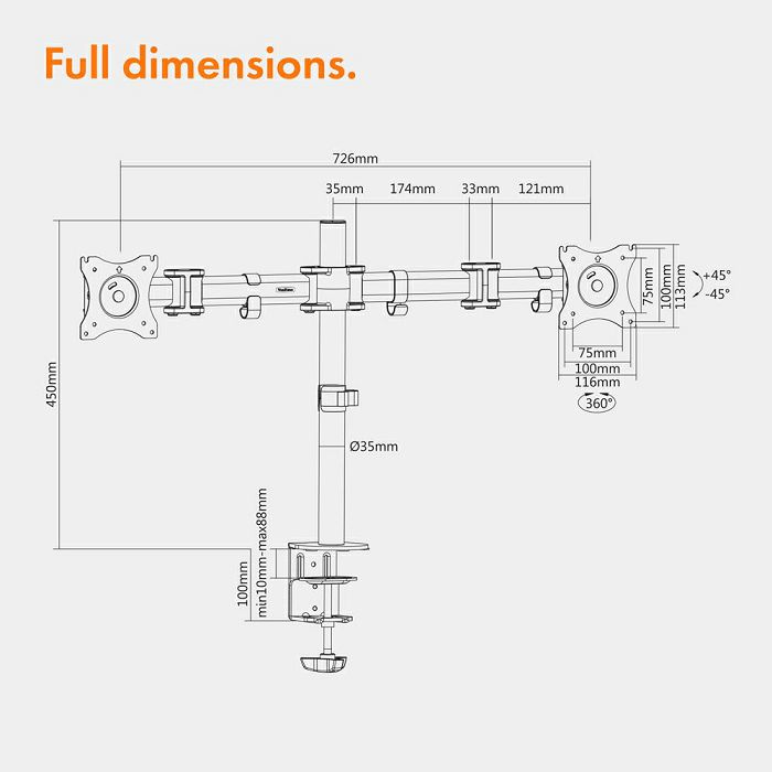 VonHaus dual desktop bracket for two monitors (13 - 32 '')