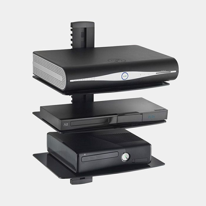 VonHaus glass floating shelf 3x - black