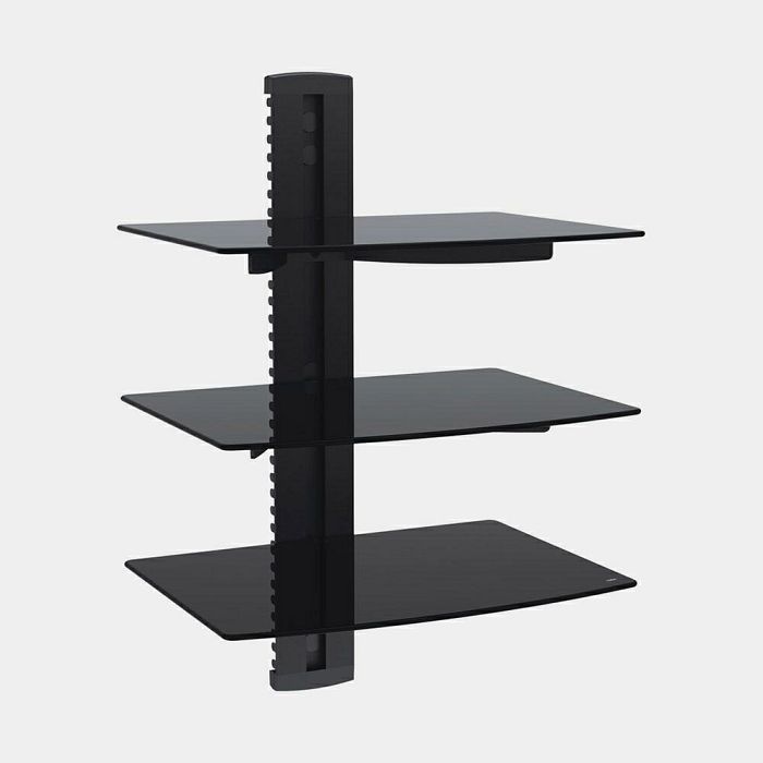 VonHaus glass floating shelf 3x - black