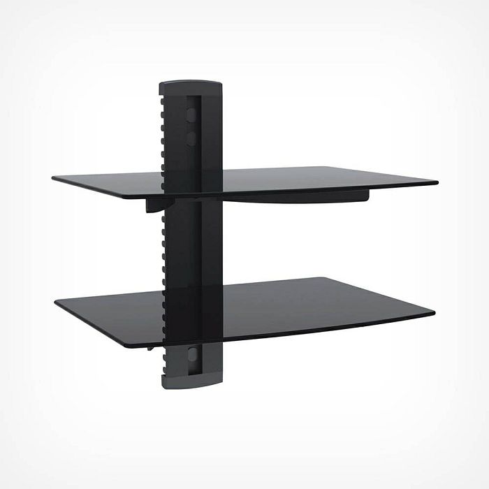 VonHaus glass floating shelf 2x - black